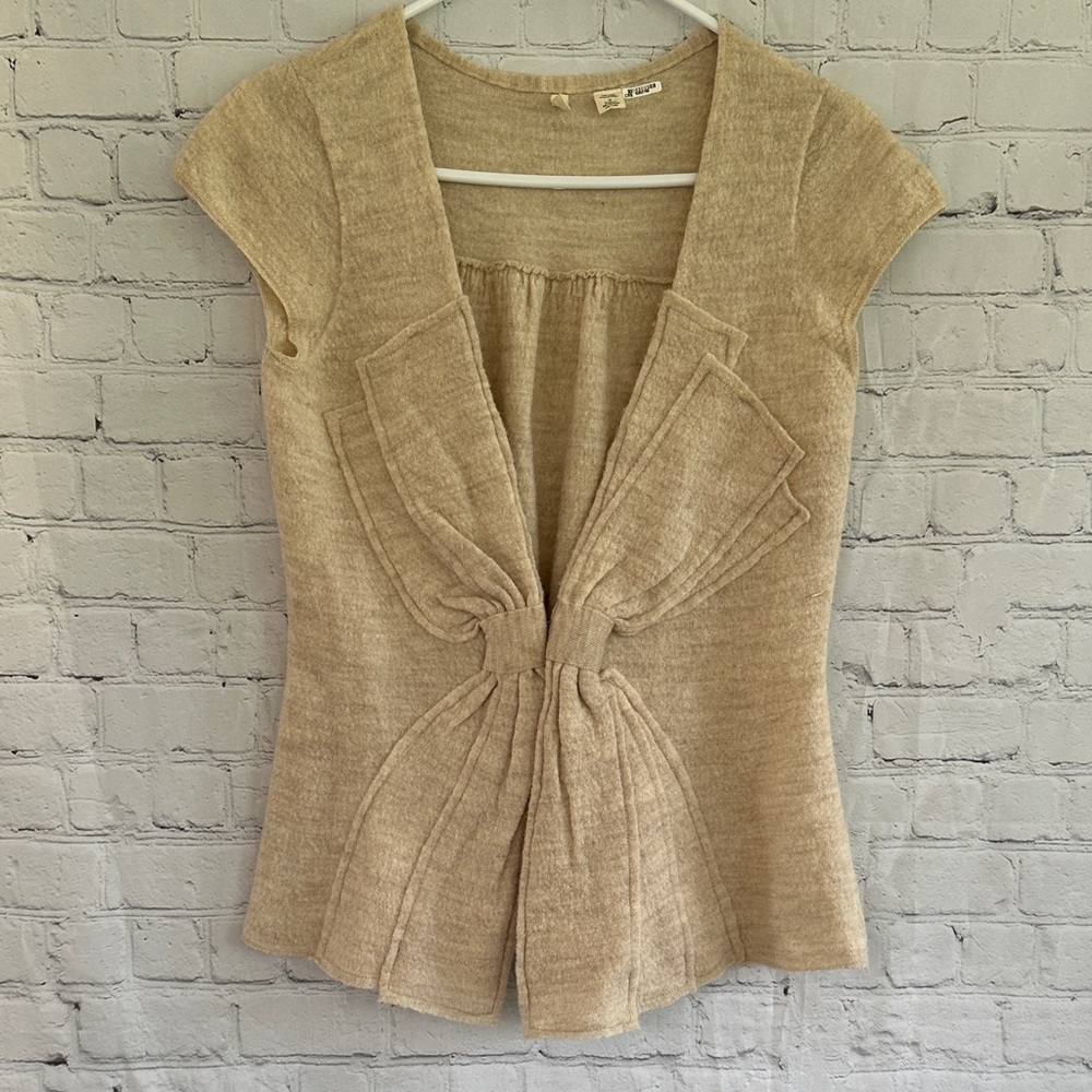 Anthropologie Moth Boiled Wool Cap Sleeve Sweater